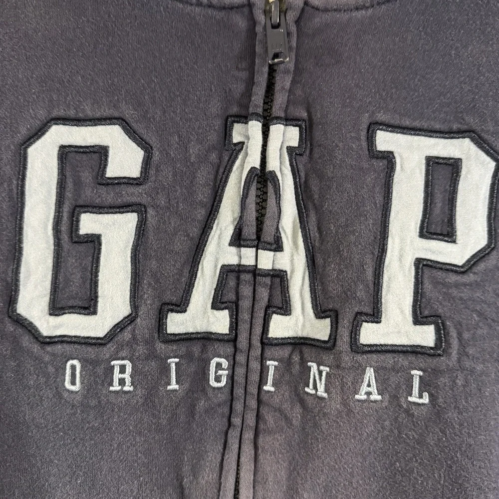 Kids Gap Original Logo Zip Up Hoodie Navy Blue Fleece Sweatshirt Boys Size M (8)
