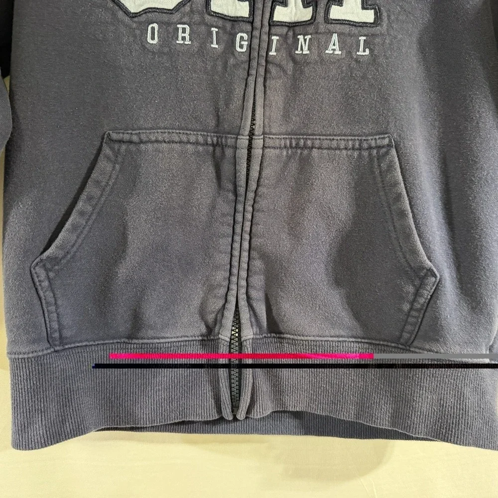 Kids Gap Original Logo Zip Up Hoodie Navy Blue Fleece Sweatshirt Boys Size M (8)