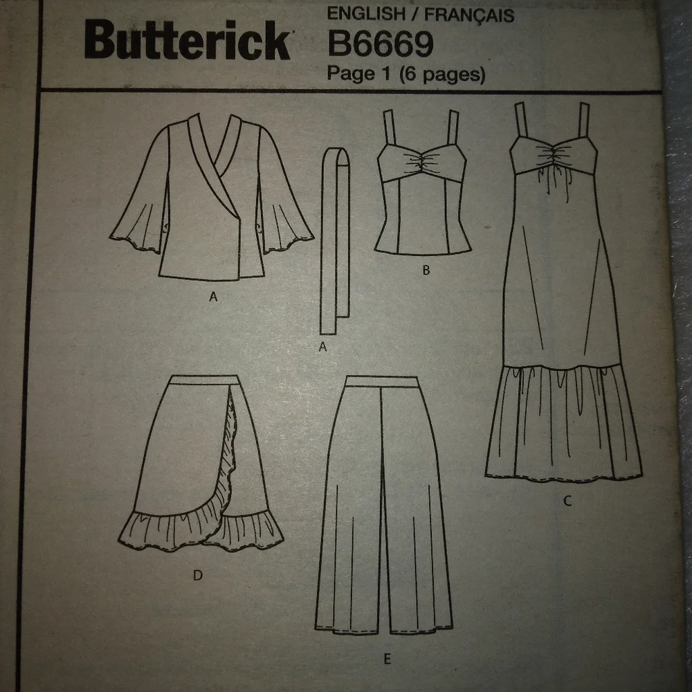 BUTTERICK B6669 sz 14-22 Lifestyle Wardrobe EASY Jacket Top Dress Skirt Pants