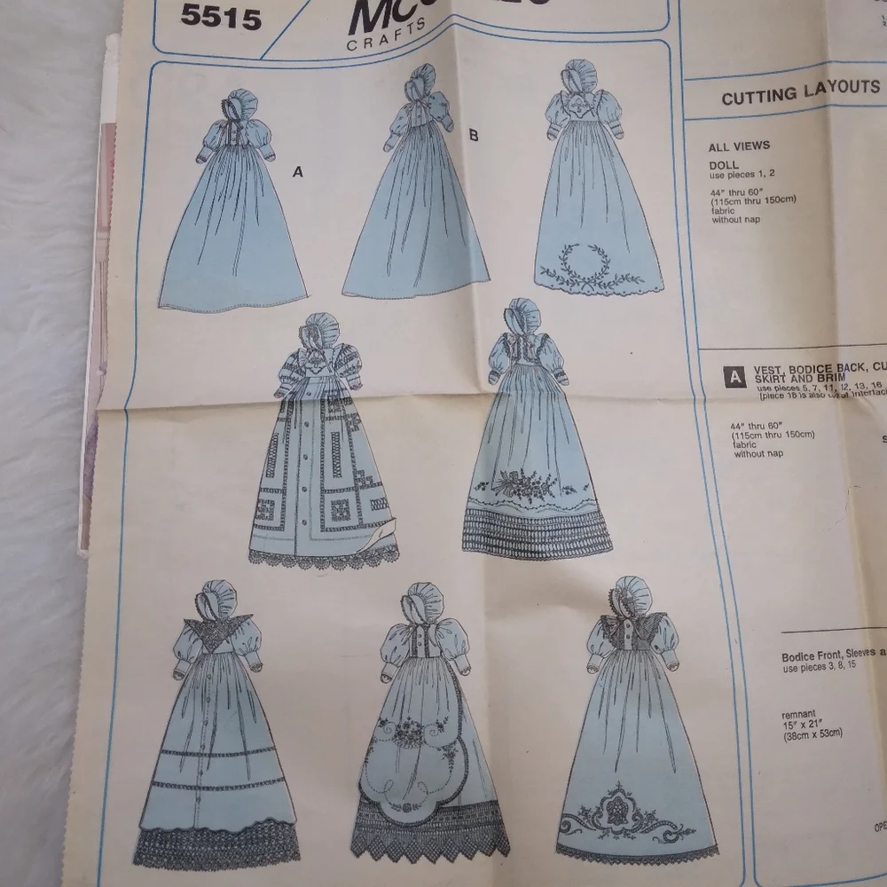 MCCALL'S  5515 Heirloom Dolls, Soft Stuffed Dolls With 8 Gown Variations