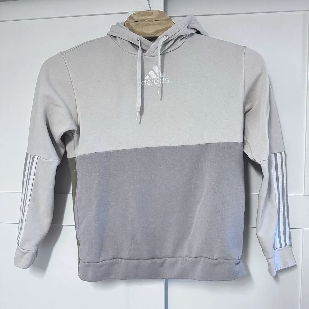 Adidas Color Block Essential 3-stripe‎ Logo Mens Size XL, Tan Green Gray Hoodie