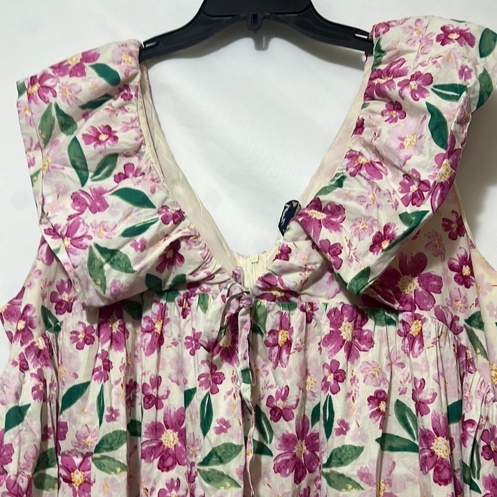 ARULA Pink and Green Ruffled Babydoll Dress