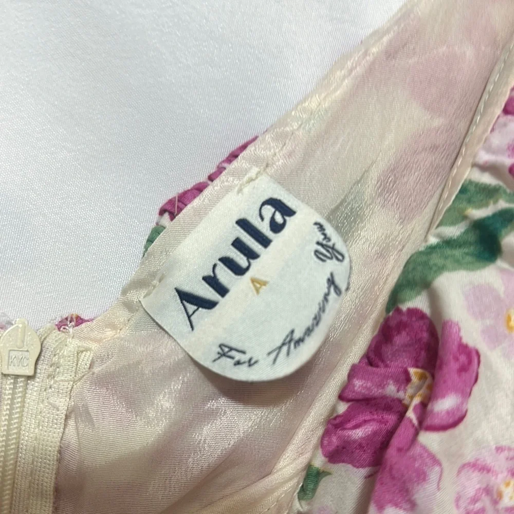 ARULA Pink and Green Ruffled Babydoll Dress