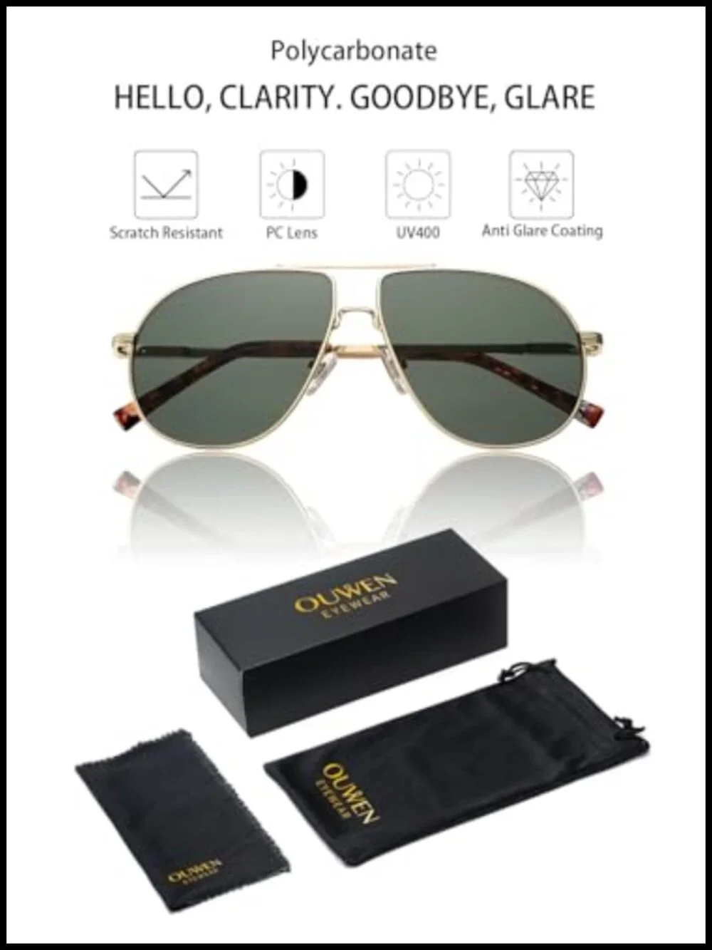 Retro Oversized Aviator Sunglasses, Polarized UV400, Metal Frame, Large Fit