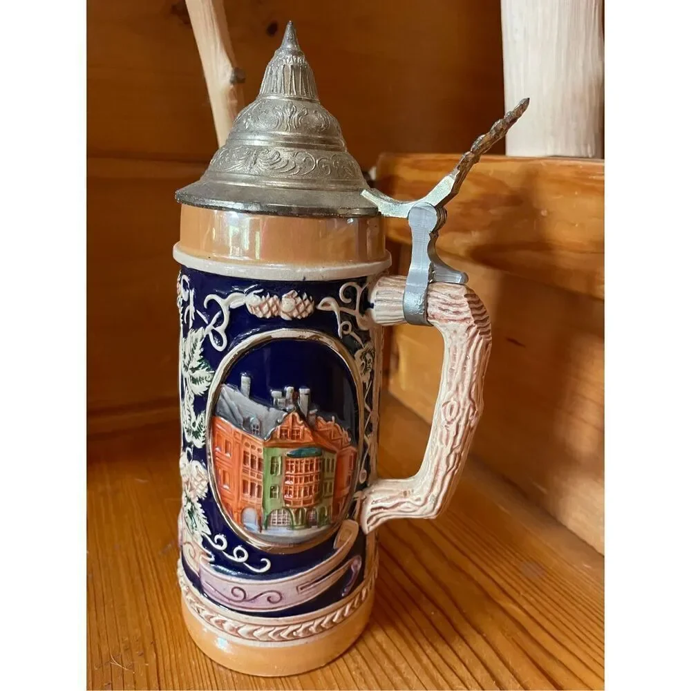 Vintage Beer Stein Gerz Gerzit Lidded West Germany