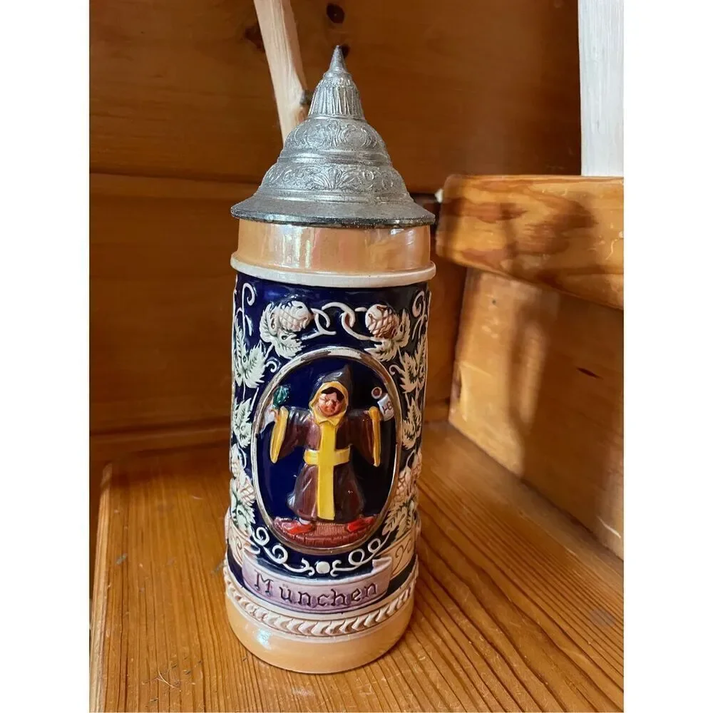 Vintage Beer Stein Gerz Gerzit Lidded West Germany
