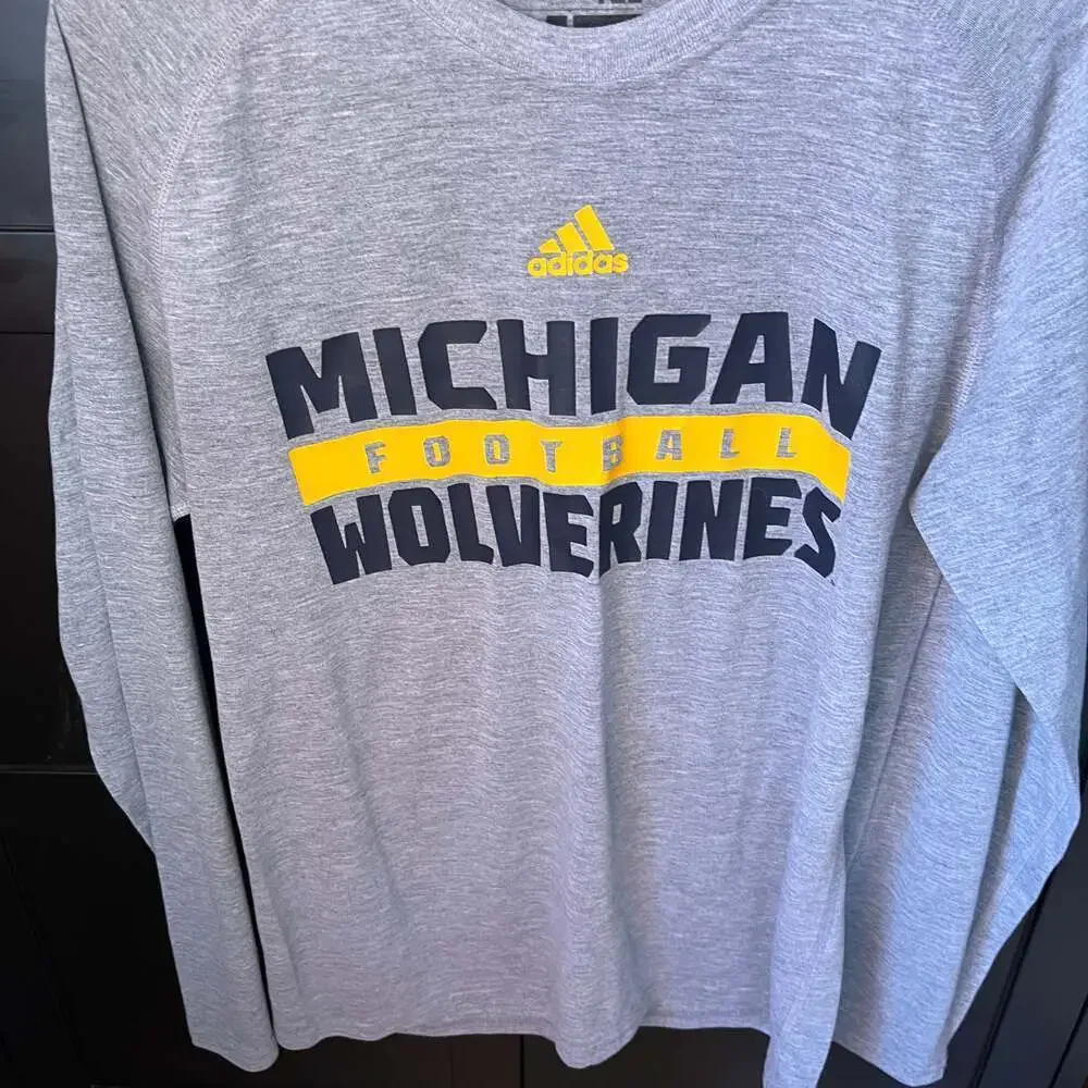 Adidas Michigan Wolverines Long Sleeve T-Shirt Grey