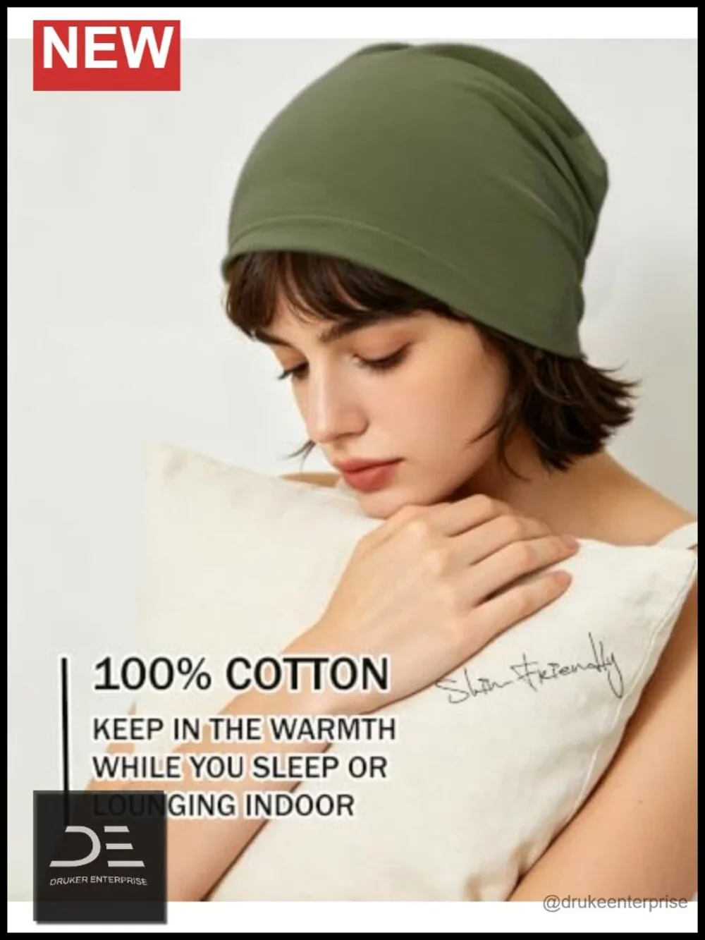 100% Cotton Slouchy Beanie Hat for Women Men - Ultra Soft Lightweight