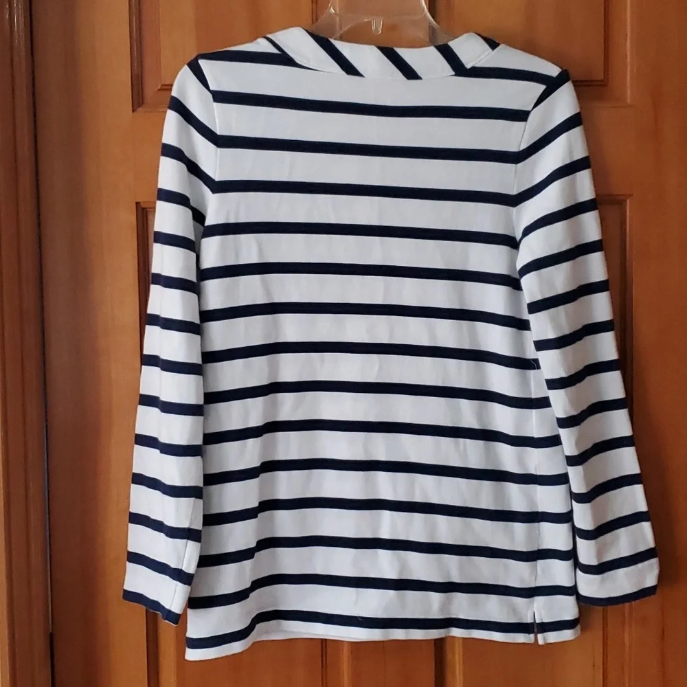 Kate Spade Tropez Nautical Navy Striped Womans Long Sleeve Top Size‎ Medium