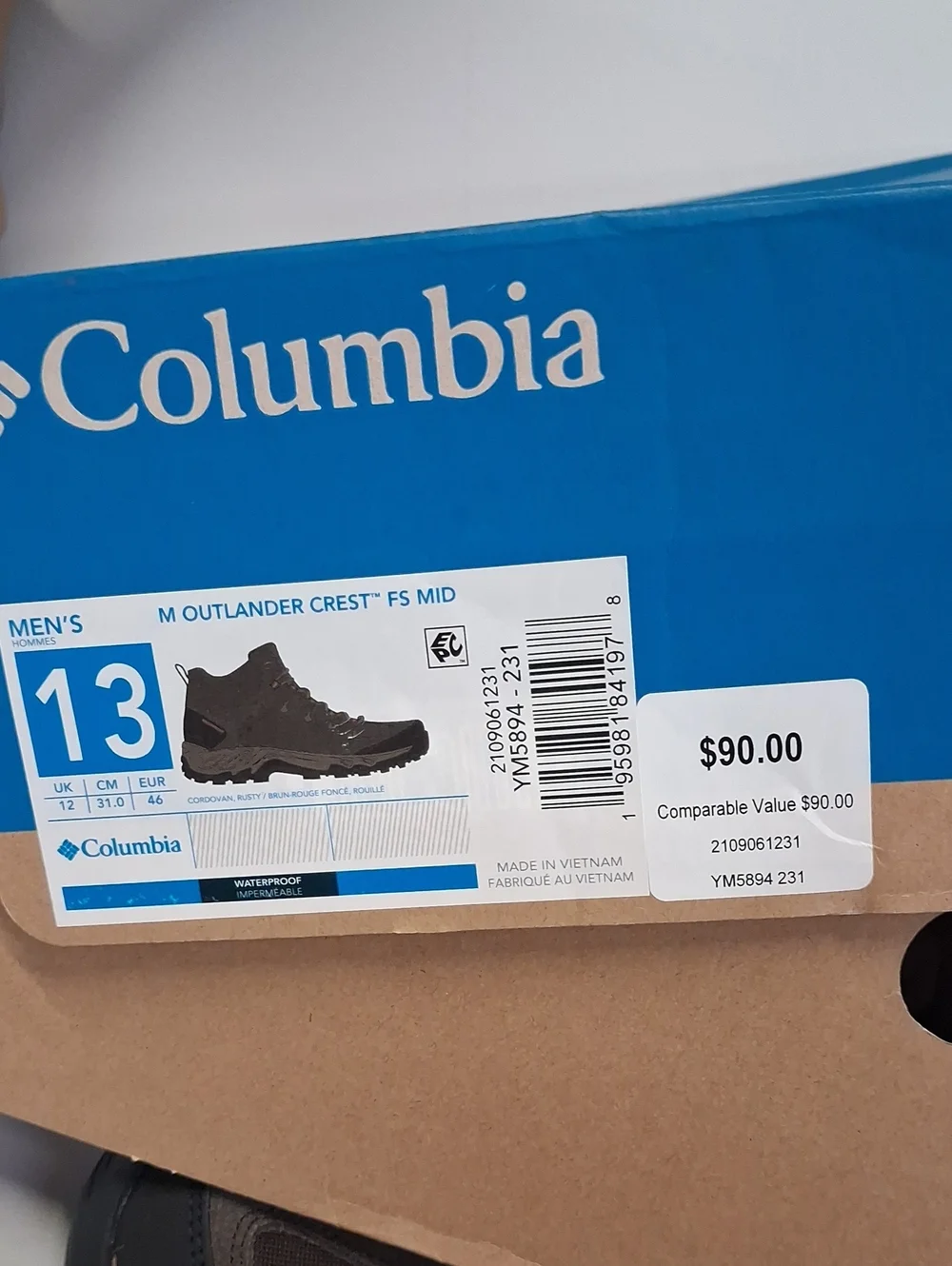 NWT Mens Columbia Outlander Crest Waterproof Boots