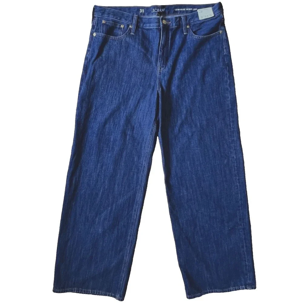 J.Crew Womens Jeans 31 Wide Leg  Low Rise Denim 100% Cotton Regina Wash NWT