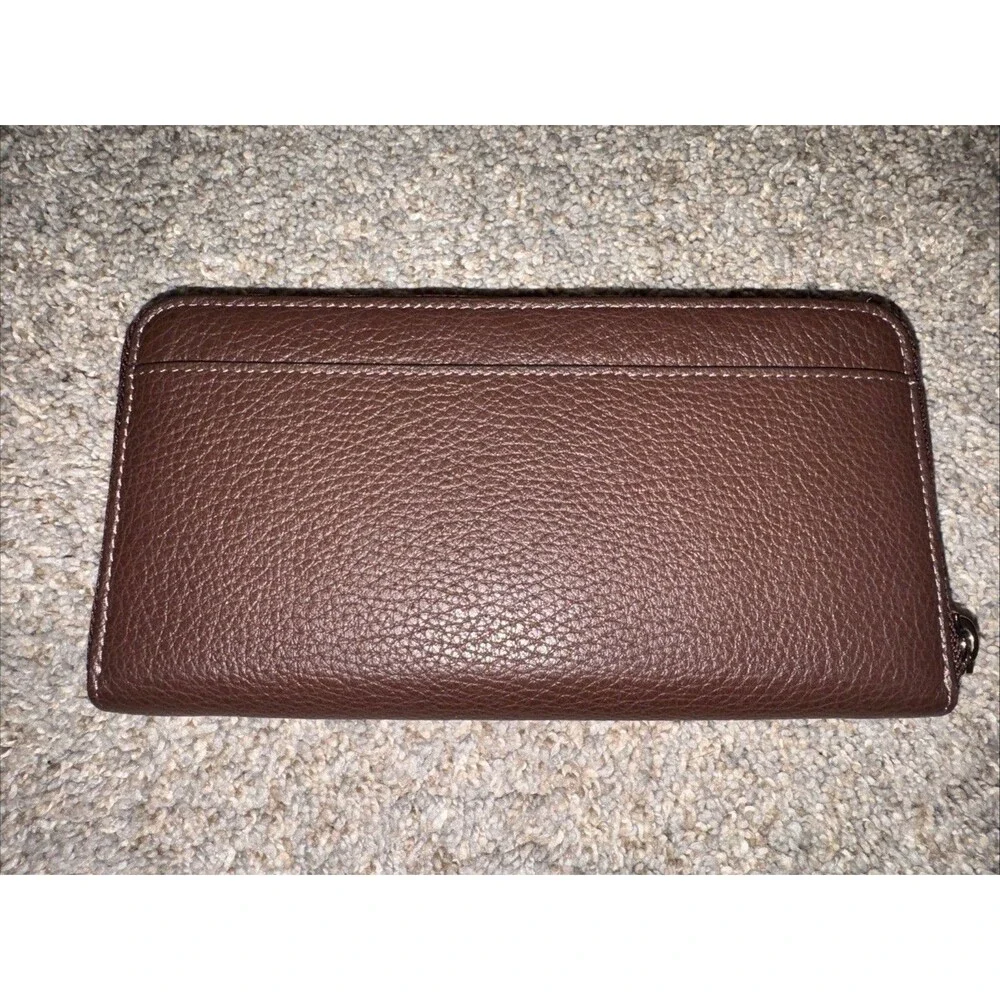Chocolate Brown Kate Spade Wallet Pebble Leather Zip Around Leila Lg Card Slots