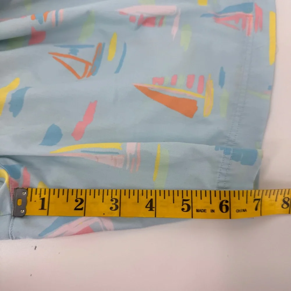 The Beaufort Bonnet Company Mens Sailboat Swim Trunks Blue Pastel Shorts‎ Sz XL
