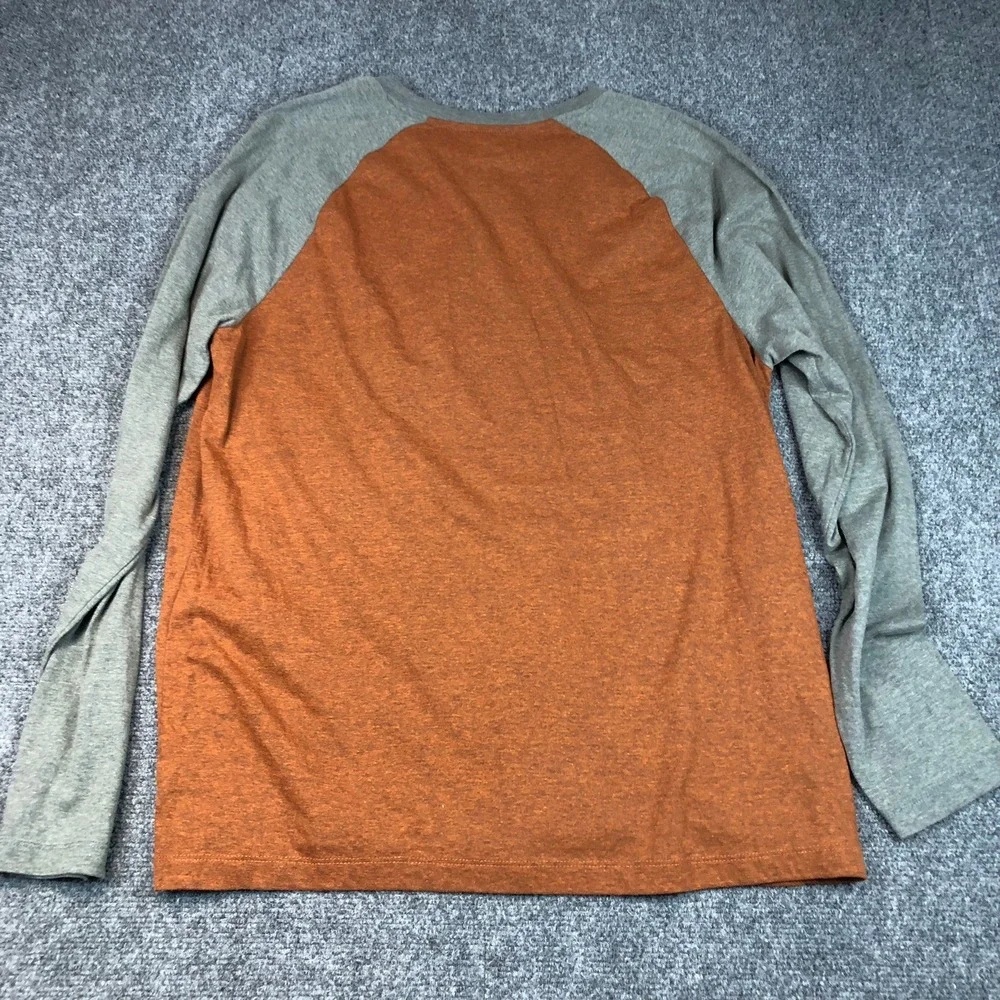 LEVIS BUILT STRONG EST 1873 Raglan Long Sleeve T Shirt Mens XL Orange‎ Gray