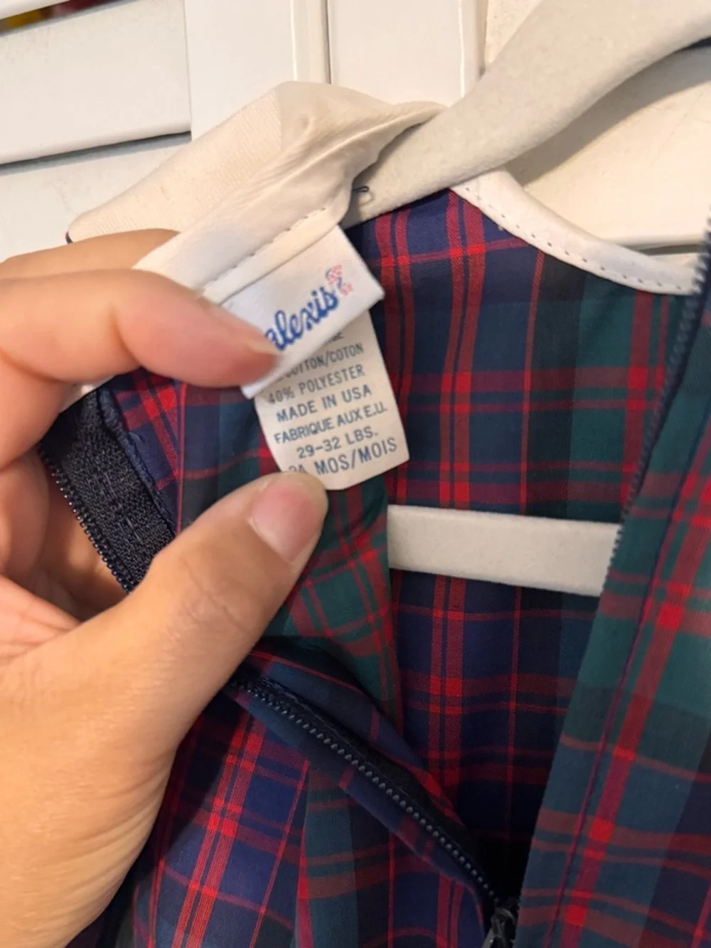 Vintage Deadstock Alexis Baby Girl Tartan Plaid Romper NWT Made in USA 24m