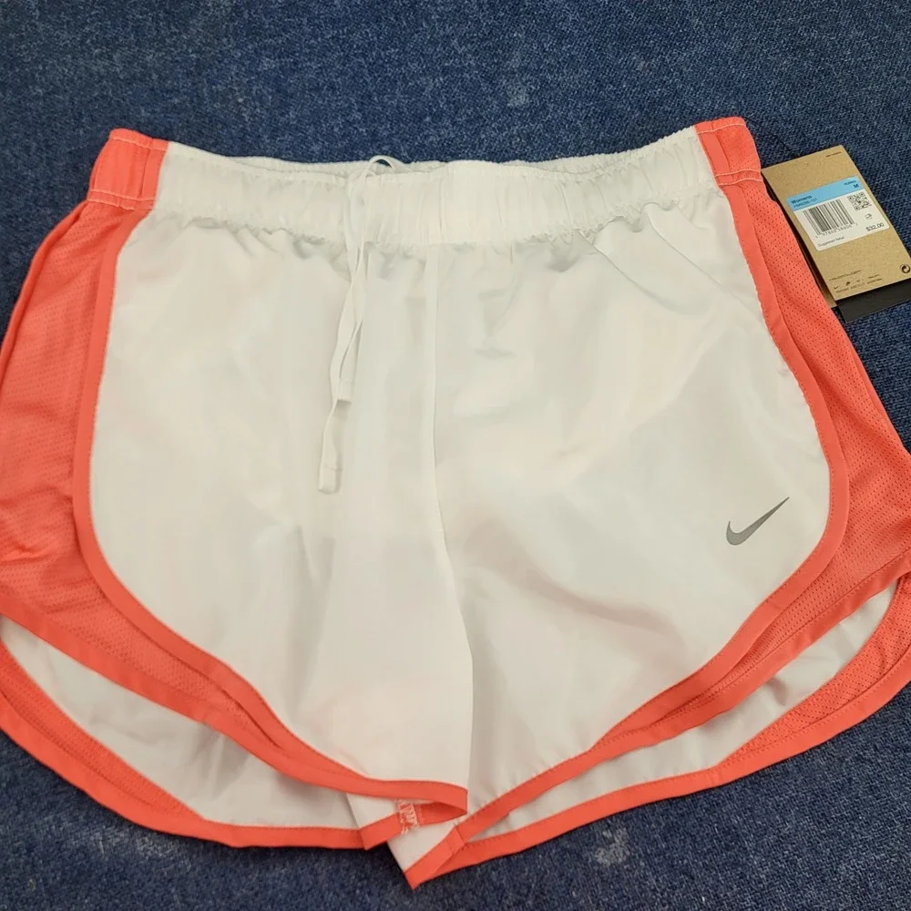 Nike Tempo Dri-FIT Womens XL 2 Pack White Bright Coral 3 Inch Running Shorts