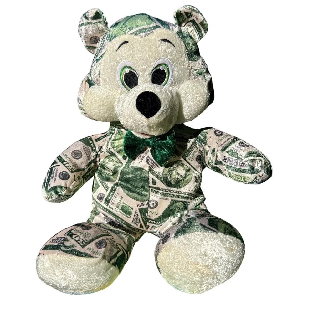 Nanco 2007 Money Print Plush Teddy Bear‎ 22in Velvet Novelty vintage toy