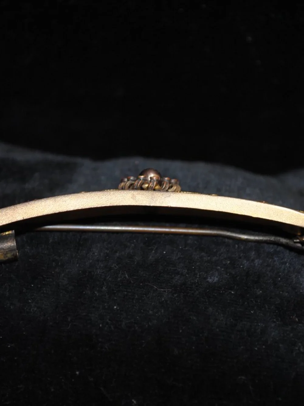 Antique Victorian Brass Bar Pin / Brooch with Filigree Design