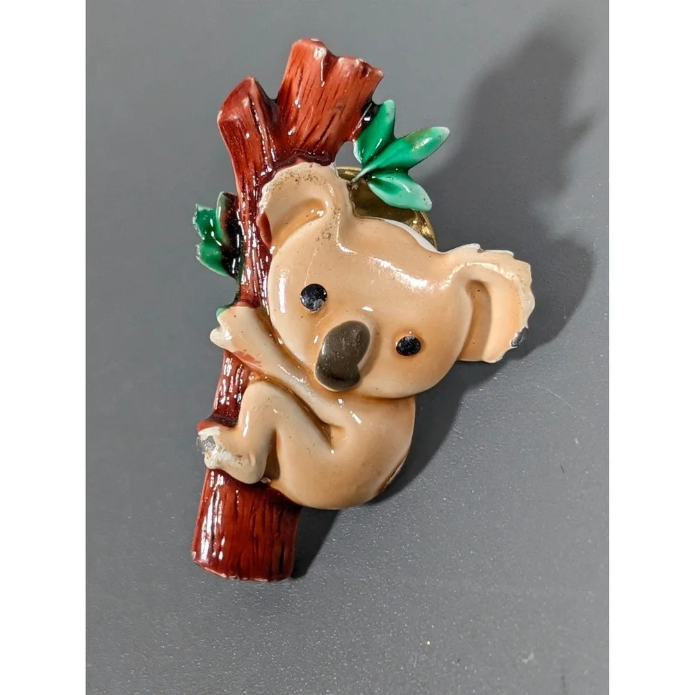 Vintage JJ Jonette Koala‎ Bear Enamel Tack Pin Cute Animal Brooch