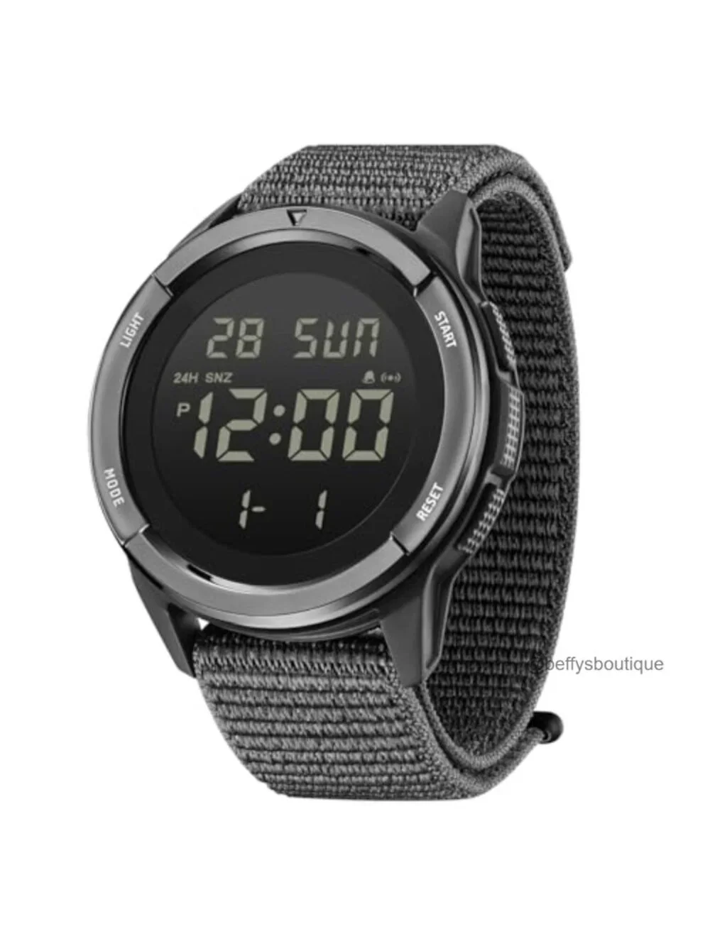 Ultra-Lightweight Military Digital Watch, Nylon Velcro Strap, LED Backlight,