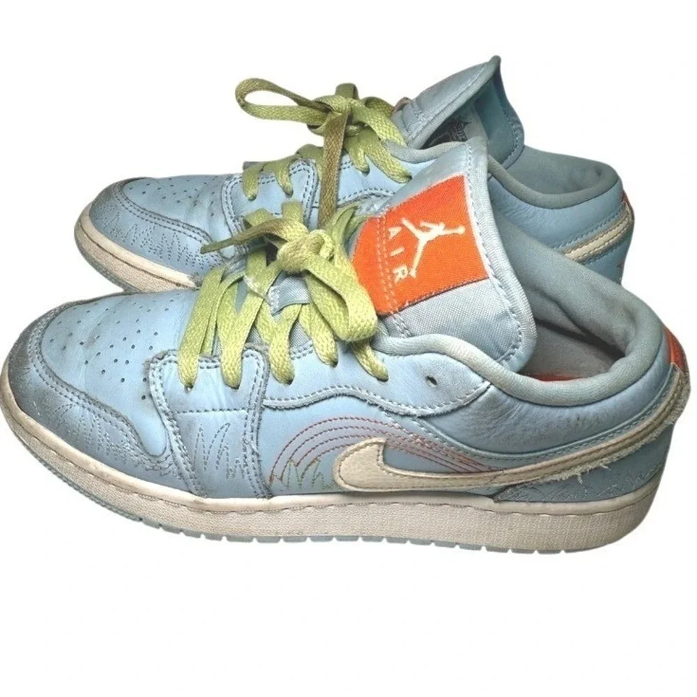Nike Air Jordan 1 Low Light Blue Orange Kids Youth Sz 5Y DO8277 400