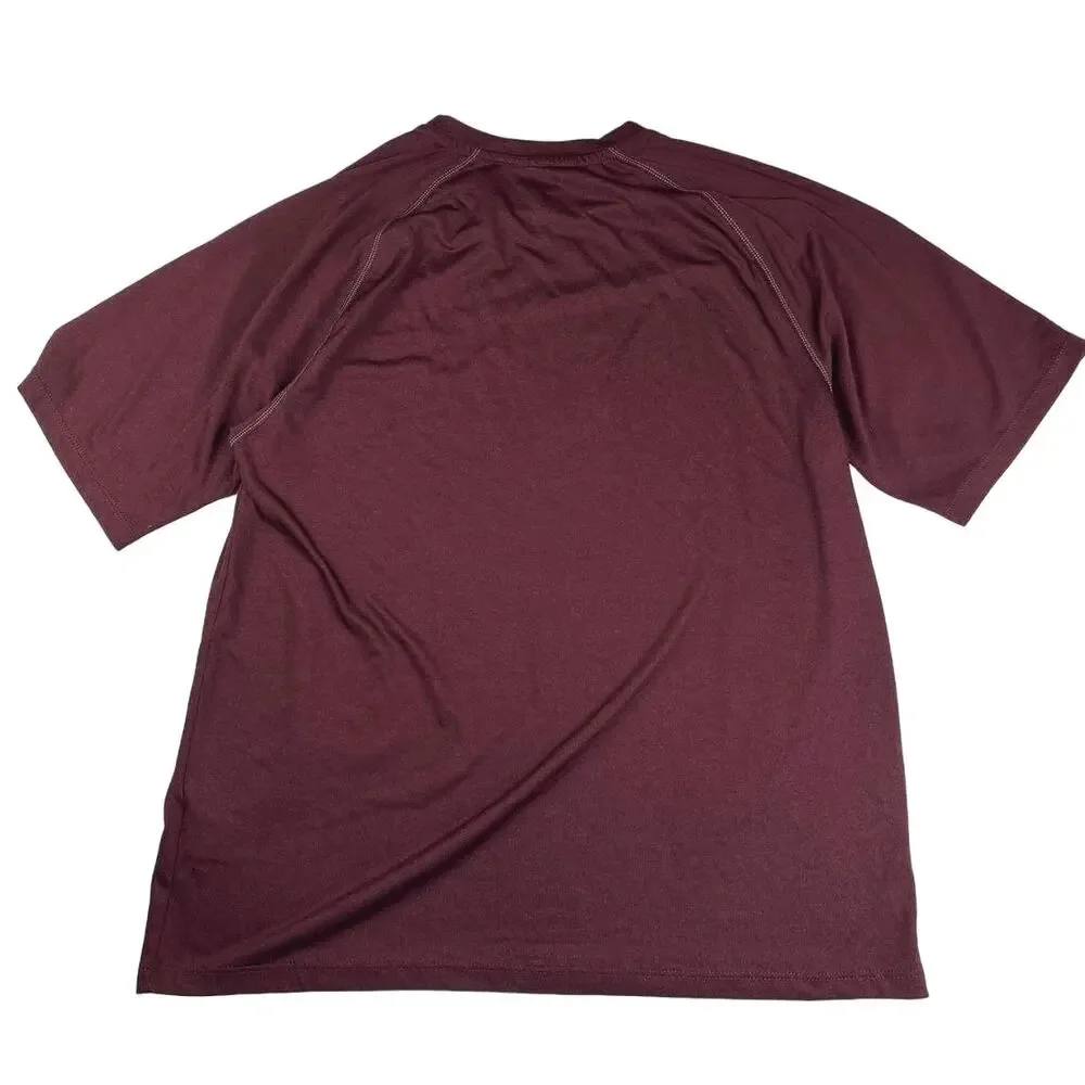 Adidas Men's Maroon Climalite Crewneck Short Sleeve Logo Training Gym T-Shirt M