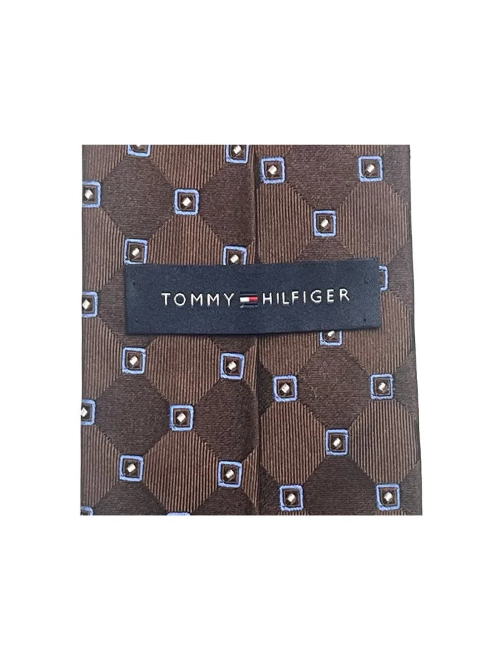 Tommy Hilfiger Brown Blue Geometric Silk Tie Classic Men's Necktie 3.5