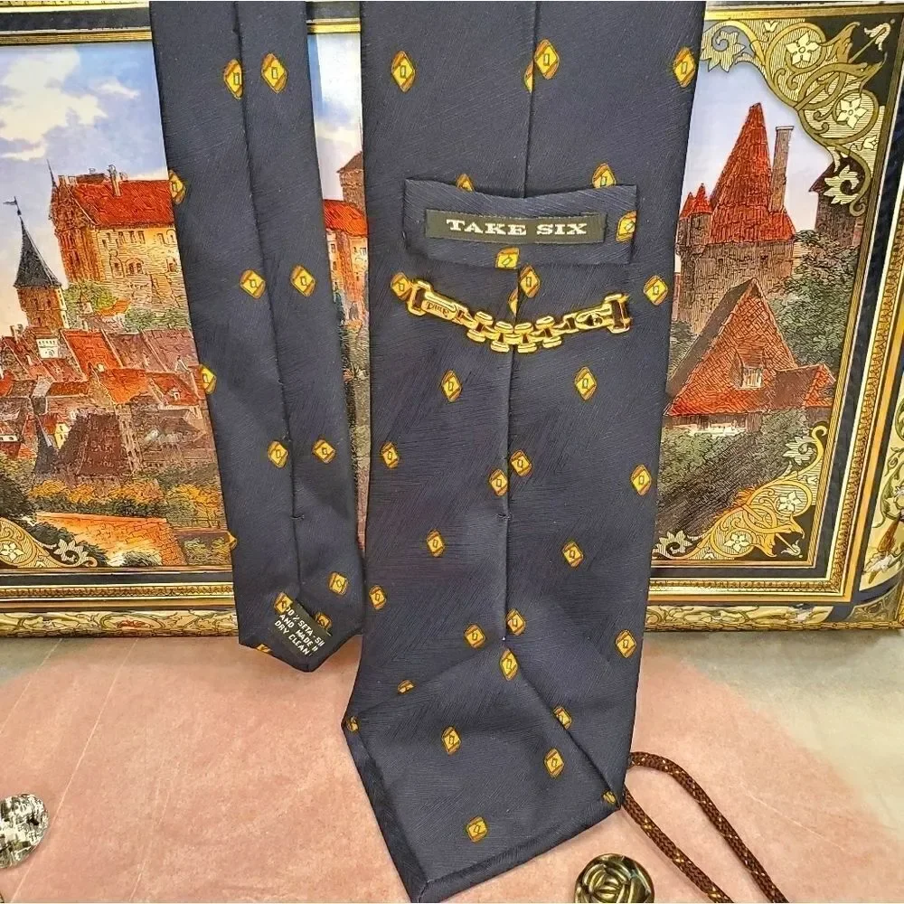 Take six luxury navy blue Tie