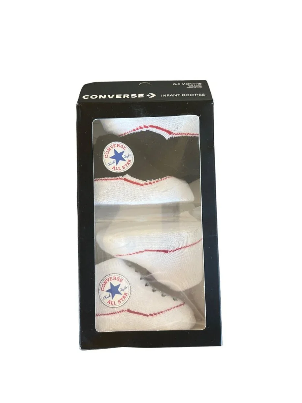 Converse Infant Booties Set 0-6 Months White & Black Sock Shoes