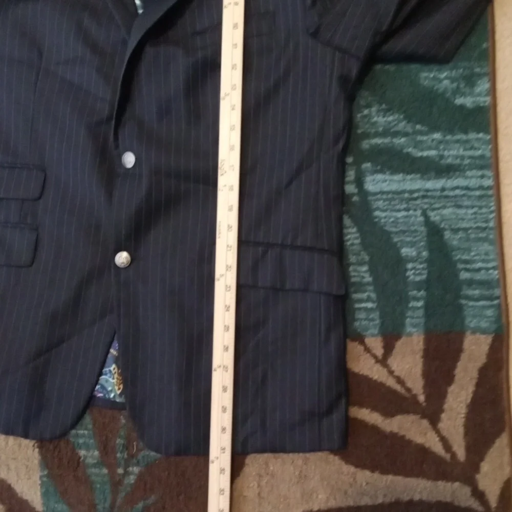 Robert Graham Navy Pinstripe Wool Single Breasted Blazer Mens 44