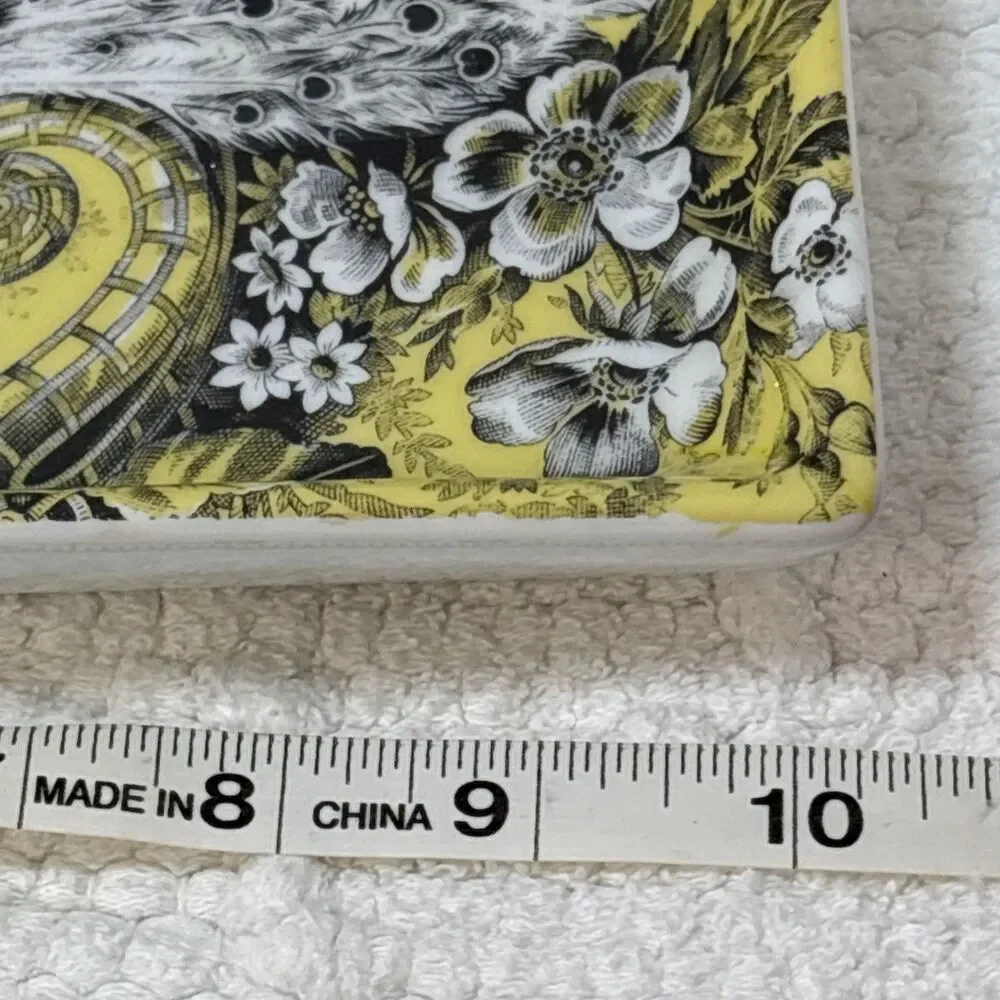 Fringe Studio Peacock Tray Yellow Black chinoiserie 9