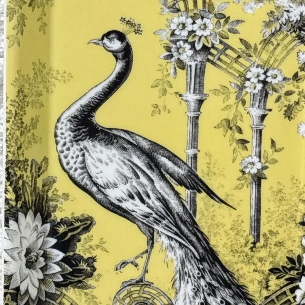 Fringe Studio Peacock Tray Yellow Black chinoiserie 9