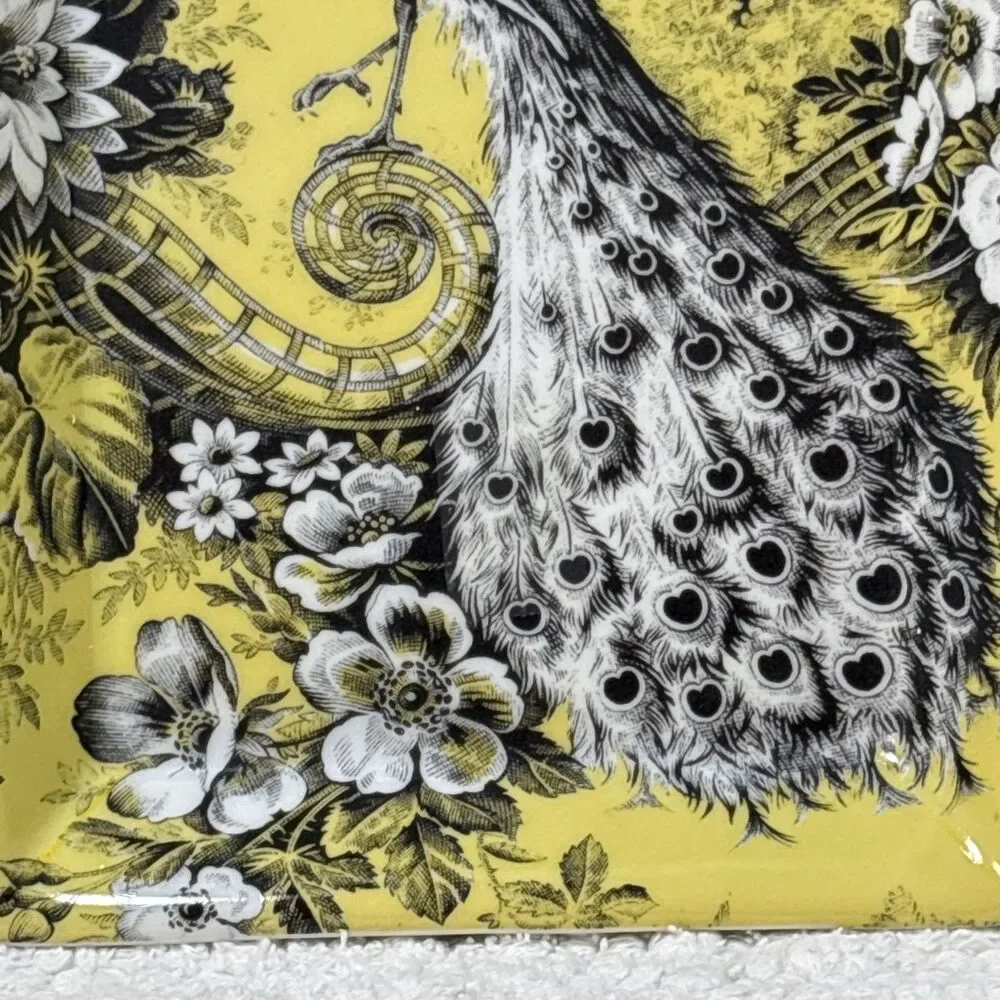 Fringe Studio Peacock Tray Yellow Black chinoiserie 9