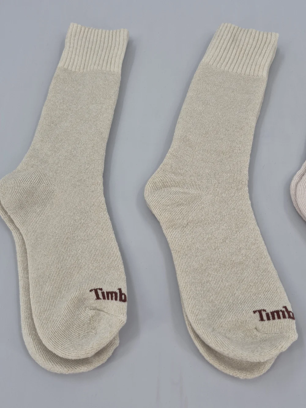 Timberland Unisex Cushioned Crew Socks 4 Pairs - Wool Blend, Light Brown Medium