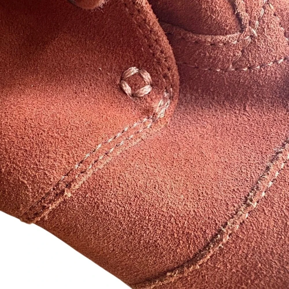TOMS Kala Rust Brown Desert‎ Lace Up Wedge Heel Ankle Bootie Women's SIZE 8 EUC