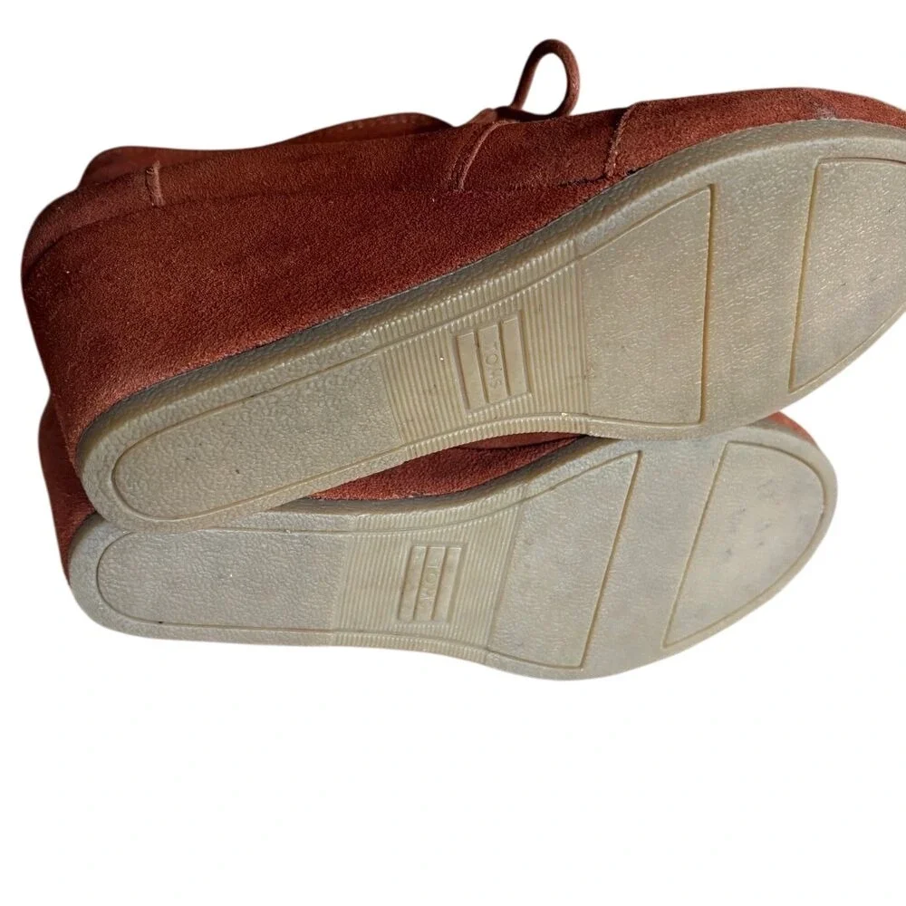 TOMS Kala Rust Brown Desert‎ Lace Up Wedge Heel Ankle Bootie Women's SIZE 8 EUC