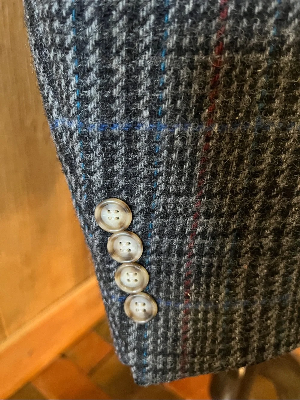 MEN BLAZER 42L Palm Beach 100% wool blue/grey 3043