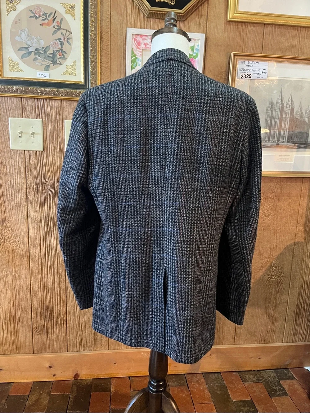 MEN BLAZER 42L Palm Beach 100% wool blue/grey 3043