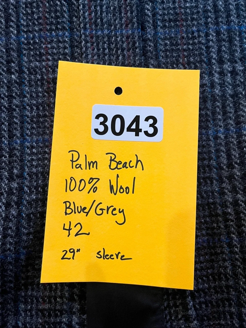 MEN BLAZER 42L Palm Beach 100% wool blue/grey 3043