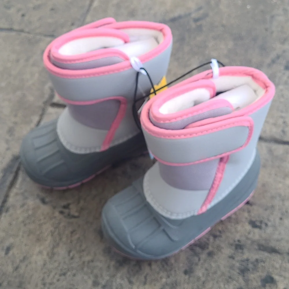 New! Cat & Jack Denver Girls 10 winter snow waterproof leather pink gray boots