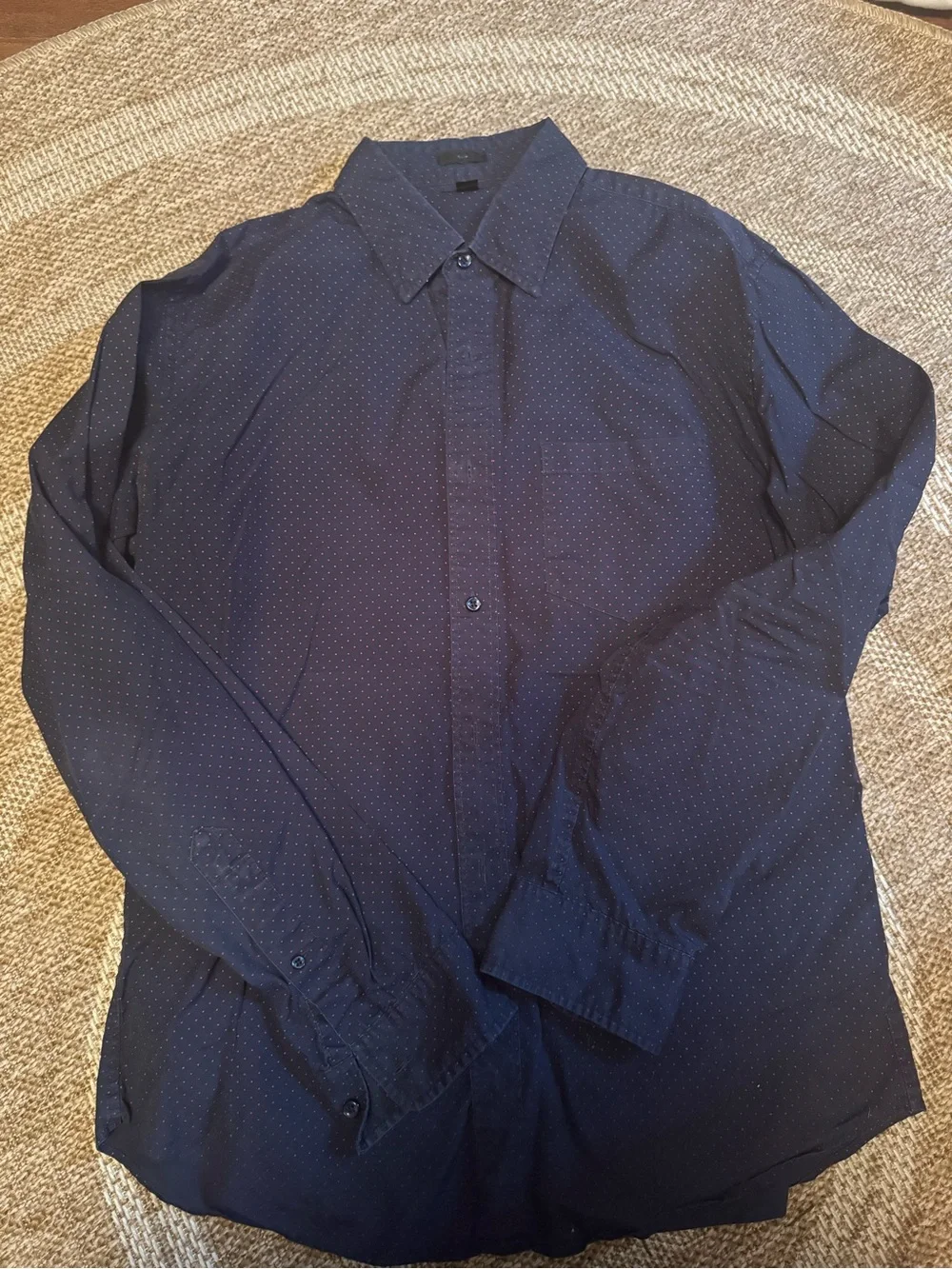 J Crew Men's Navy Dot Button-Up Shirt Medium