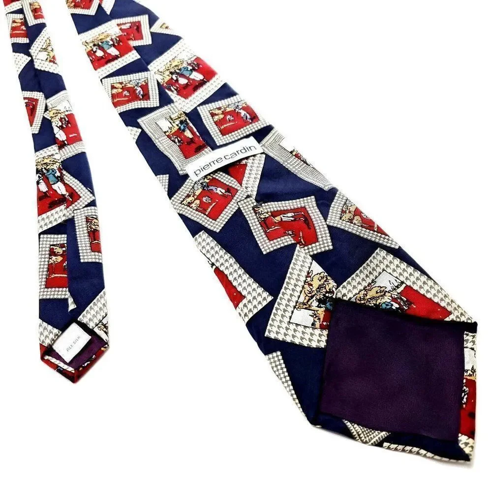 Pierre Cardin Blue‎ Silk Tie Woven Graphic
