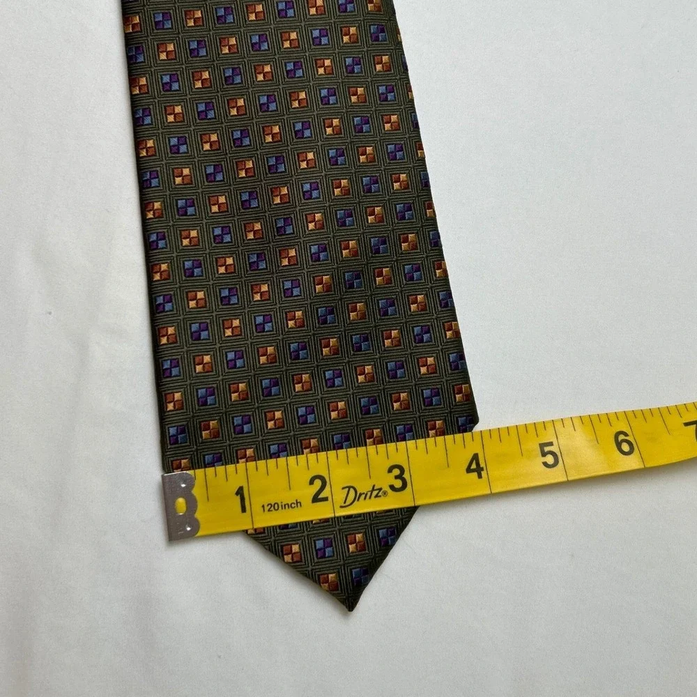 Tango Mens Geometric Square Pattern 100% Silk Necktie 60