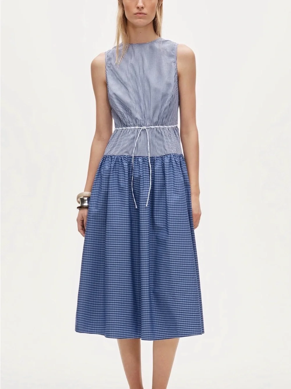 NWT J. Crew Open-Back Dress in Mixed Gingham - Size Large
