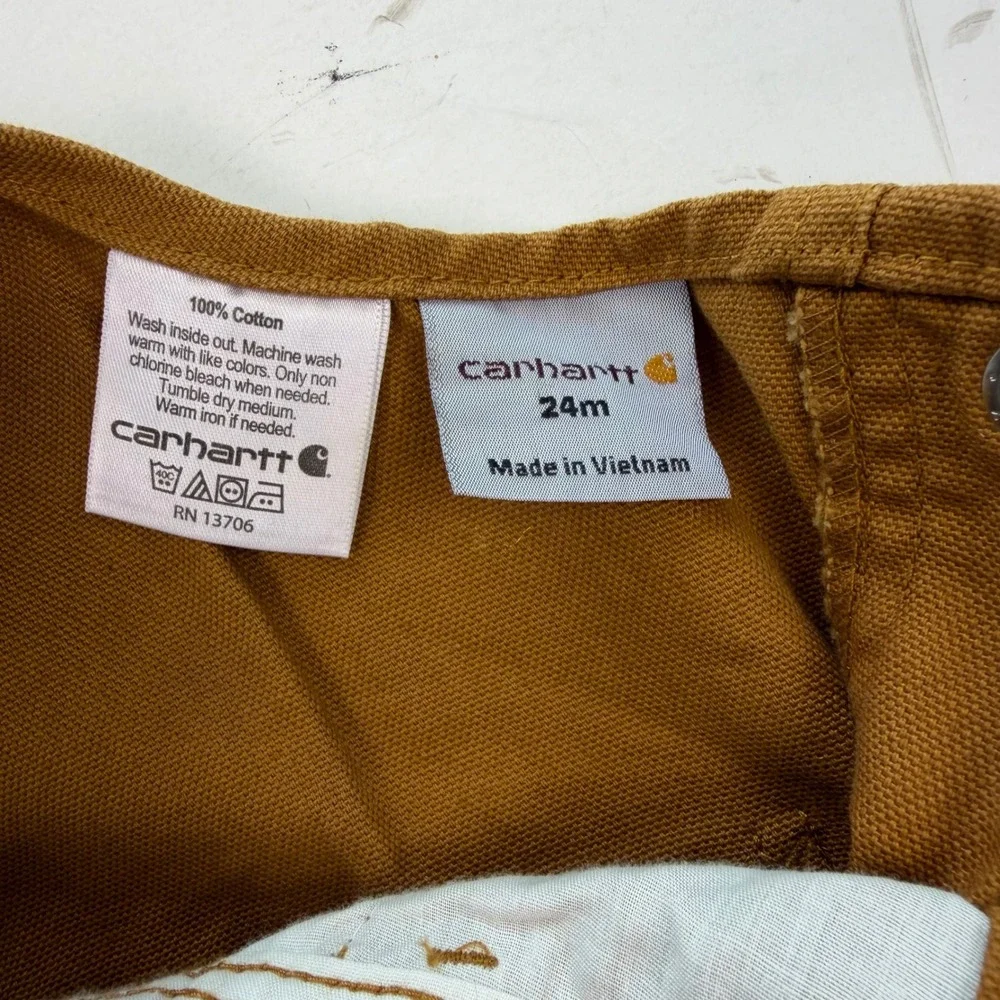 Carhartt Kids Brown Duck Canvas Double Knee Bib Overall 24 months Play Outdoor