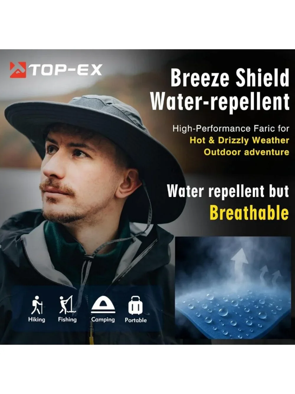 Oversized Waterproof Sun Hat for Big Heads | Wide Brim & Breathable Mesh for