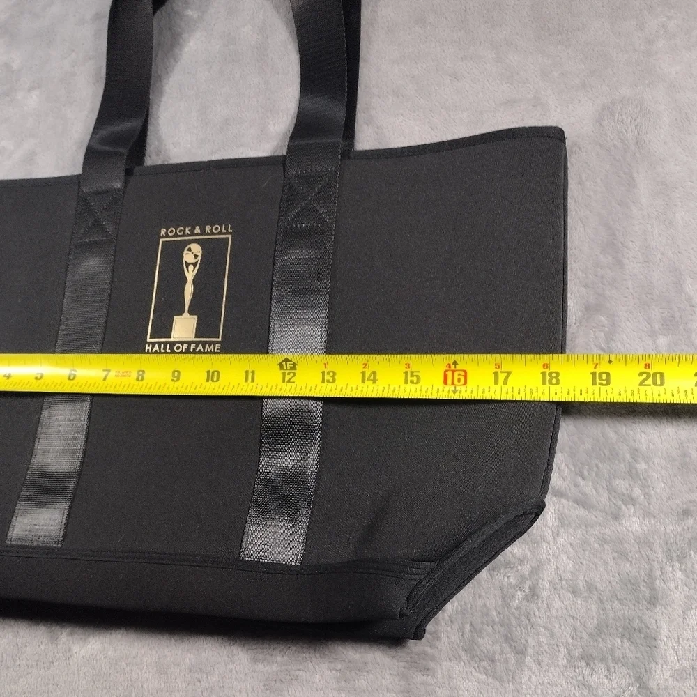 Rock N Roll Hall Of Fame Museum Trophy Neoprene Black Tote Bags NWT