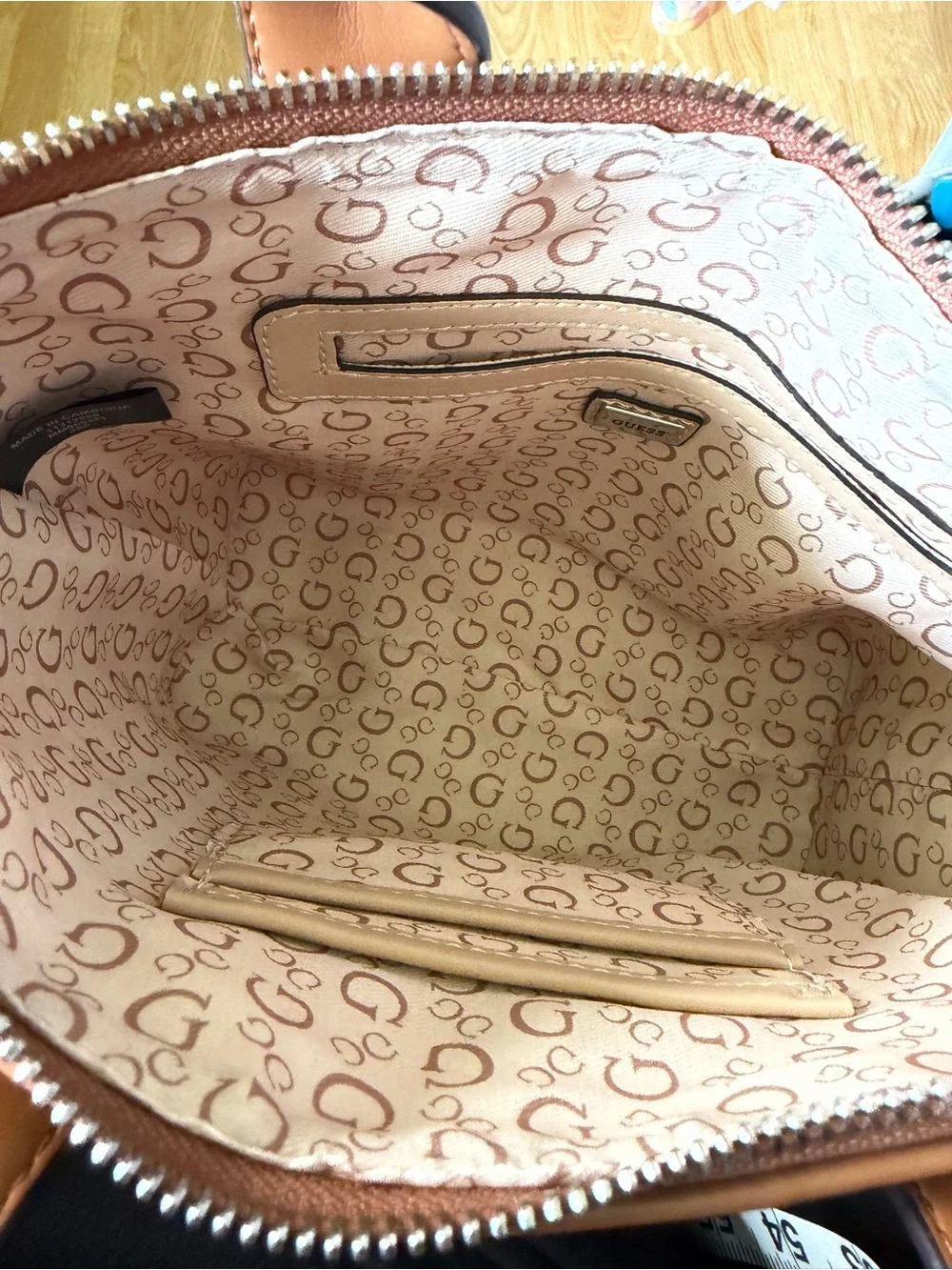 GUESS Brown and Tan Woven Crossbody Mini Purse