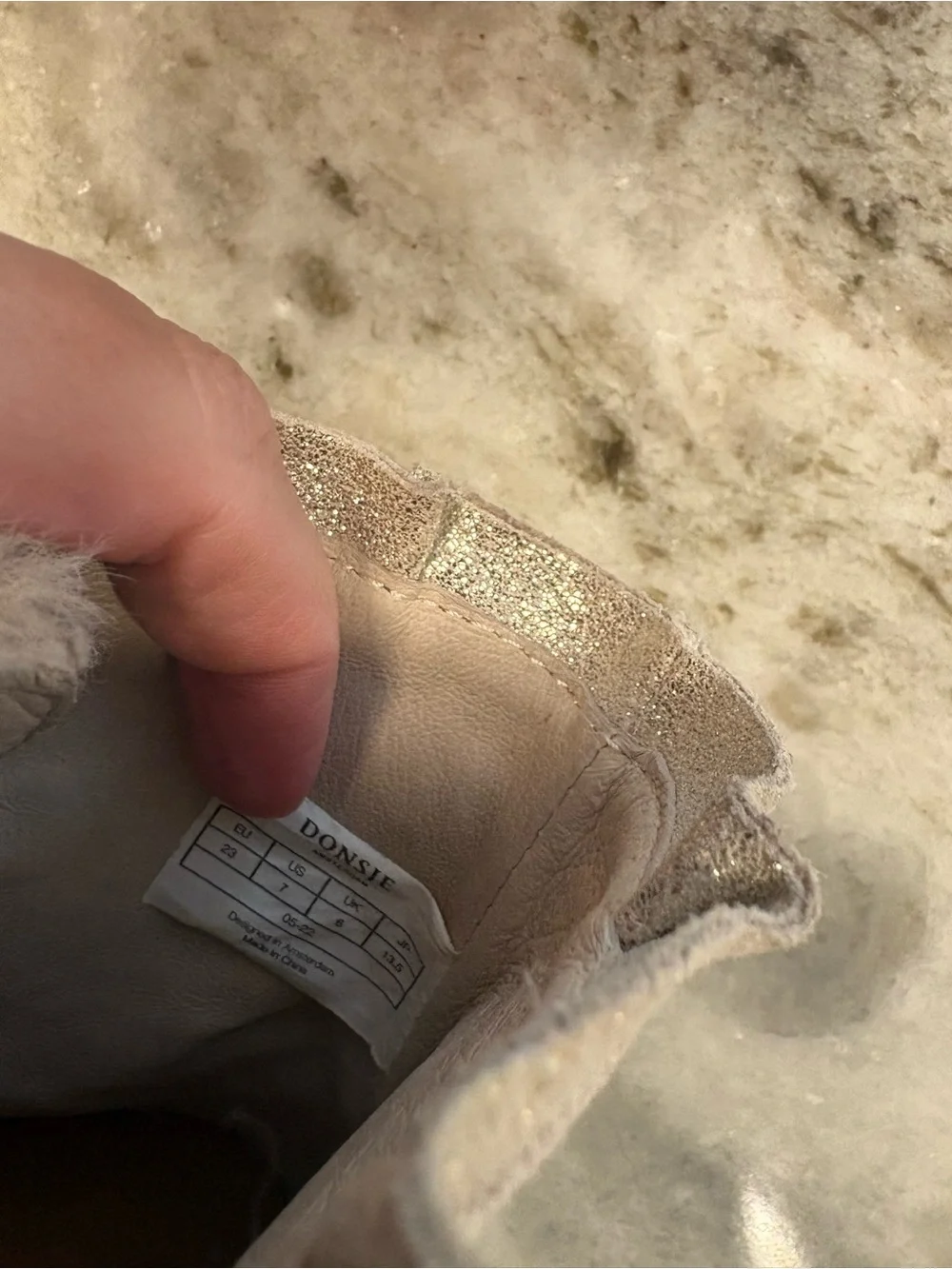 Sparkling Gold Fur-Trim Kids Boots Retail $145