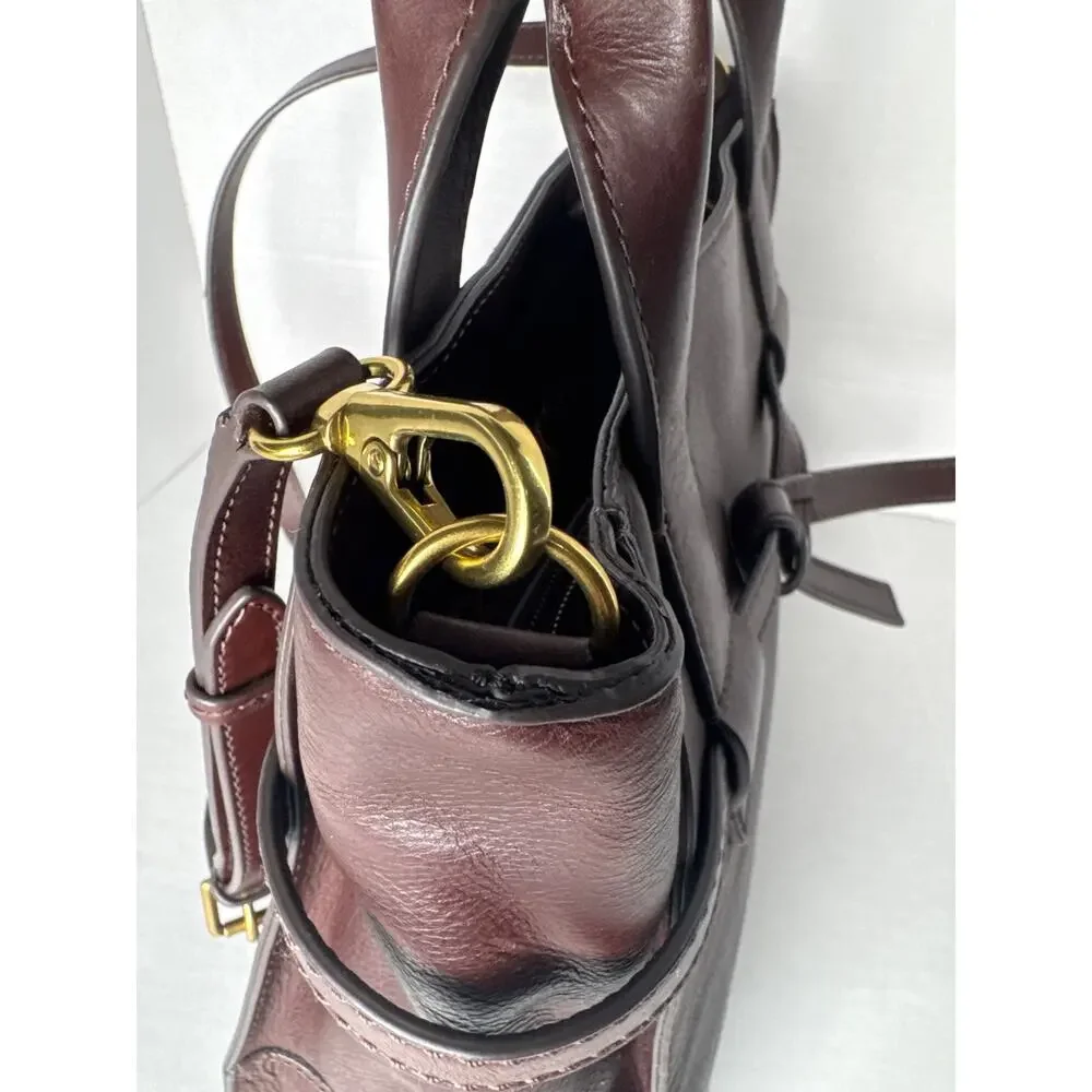 FOSSIL Willow Whiskey Brown Leather Satchel Crossbody Bag #SHB2325